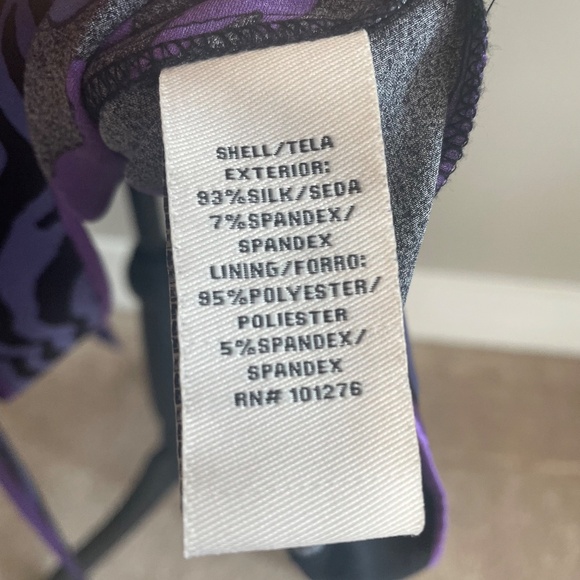 ECI | Floral Black Purple Silk Blend V-Neck Dress 8 - Picture 7 of 8